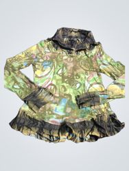 Christma's Long Sleeve Ruffled Tunic Top