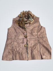 Per Una Brown Faux Suede Fur Trimmed Vest