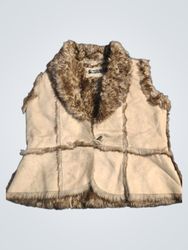 Christian C. Women's Faux Fur Trimmed Suede Vest