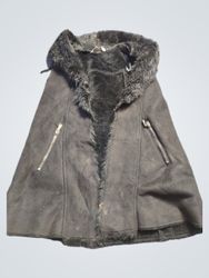 Peacocks Black Faux Fur Trimmed Vest