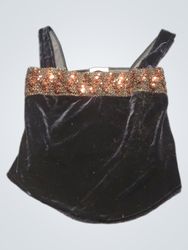 George Black Velvet Top con paillettes e spalline ..