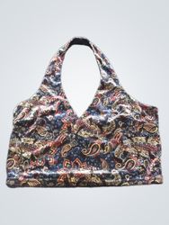 Top corto a collo halter con stampa cachemire