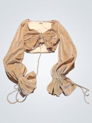 Oh Polly Velvet Ruched Tie Front Long Sleeve Crop ..