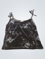 Roman Originals Black Velvet Floral Print Cami Top