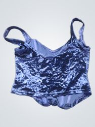 Blue Velvet Corset Top with Leaf Pattern