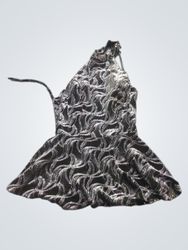 Black halter neck top with silver wave pattern