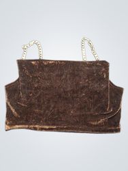 Braunes Samt-Crop-Top mit Ketten-Trägern