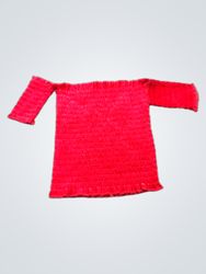 Rotes gerafftes Off-Shoulder-Oberteil
