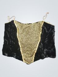 Black Velvet Corset Top with Gold Embellishment