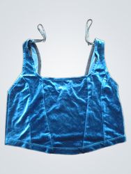 Miss Selfridge Blue Velvet Corset Top