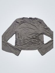 THE KRIPT Black Distressed Long Sleeve Crop Top