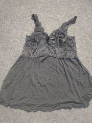 Black Lace Trim Babydoll Tank Top