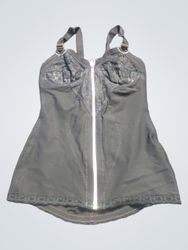 Black Corset with Zipper and Lace Trim