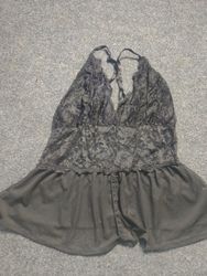 Black Lace Halter Babydoll