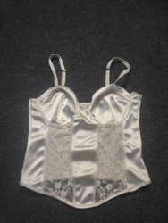 Cream Satin Corset Top with Lace Panels