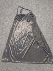 Black lace and satin slip dress