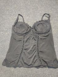Black Lace Trimmed Corset Top