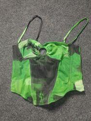 Top corsetto con stampa astratta verde