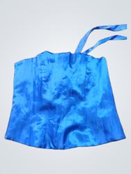 Top corsetto blu con laccio a nastro