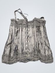 Black Corset with Lace Trim and Bows