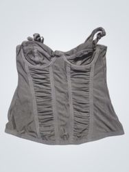 Top corselet preto com franzido e fecho de gancho ..