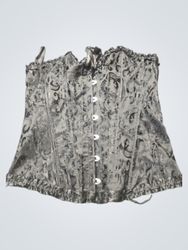 Black Brocade Corset with Lace-up Back