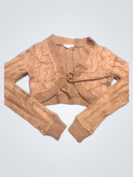 Foundations Brown Cropped Cardigan with Tie Front