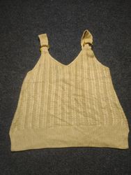 Beige knit tank top with ring details