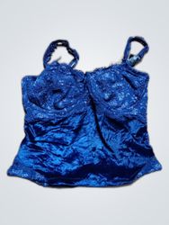 Blue Velvet Lace Bustier Top