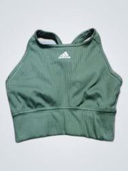 Adidas Green Ribbed Sports Bra