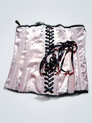 Pink Lace-Up Satin Corset