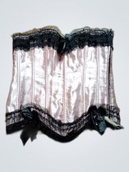 Pink Satin Corset with Black Lace