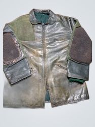 Vintage Leather Jacket with Suede Patches