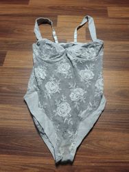 Grey Lace Camisole Bodysuit