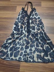 Leopard print lace trim camisole