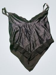 Black satin camisole with lace trim
