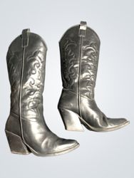 Black Leather Cowboy Boots