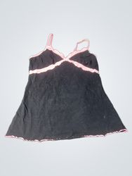 No Boundaries Black Camisole with Pink Lace Trim