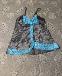 Schwarz-blaues Spitzen-Babydoll