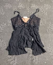 FRANKEE & SKYLARR Black Lace Trim Camisole Top