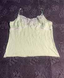 New York & Company Light Green Lace Trim Cami