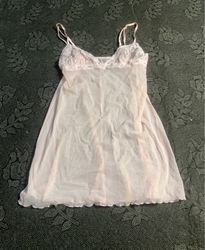 Pink Babydoll Nightgown with Lace Trim