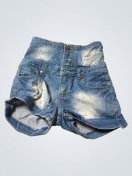 High Waisted Denim Shorts with Lace-up Detail