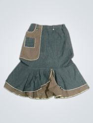 Rosam Damen-Jeansrock in dunkler Waschung mit brau..
