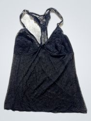 Canottiera in pizzo nero