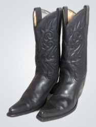 Black Leather Cowboy Boots