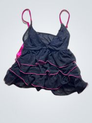 G.Capra Black Ruffled Cami Top
