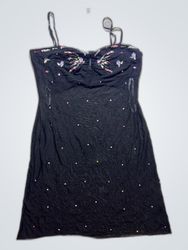 Oasis Black Embroidered Dress