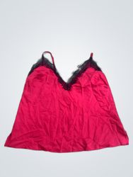 Camisola con Bordo in Pizzo Rosso