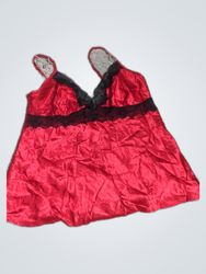Babydoll de Seda Vermelha com Renda Preta